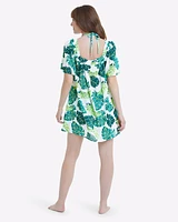 Square Neck Dress Monstera Floral