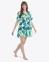 Square Neck Dress Monstera Floral