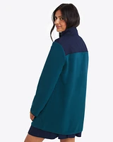 Button Down Fleece Coat Teal