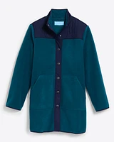 Button Down Fleece Coat Teal