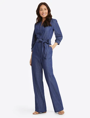 Tie Waist Jumpsuit Chambray