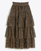 Tiered Midi Skirt Lurex Pliss