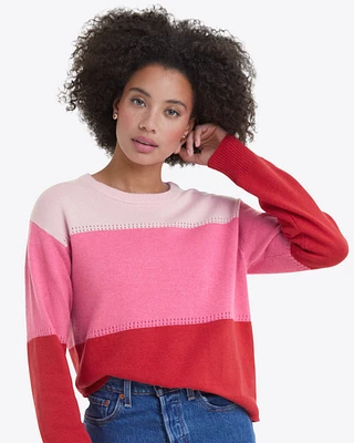 Crewneck Sweater Pink Colorblock