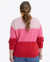 Crewneck Sweater Pink Colorblock