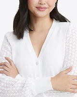 Button Front Cardigan White