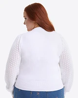 Button Front Cardigan White