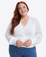 Button Front Cardigan White