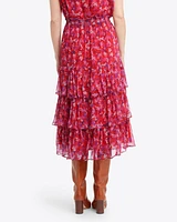 Tiered Midi Skirt Garden Mum