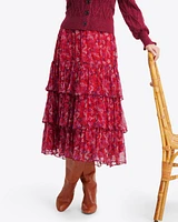Tiered Midi Skirt Garden Mum
