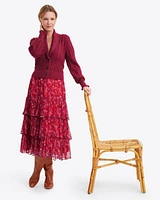 Tiered Midi Skirt Garden Mum