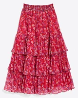 Tiered Midi Skirt Garden Mum