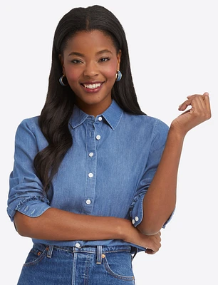 Button Down Top Medium Wash