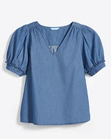 Heidi V-Neck Top Chambray