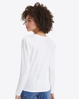 Long-Sleeve Easy Knit Top White