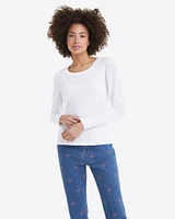 Long-Sleeve Easy Knit Top White