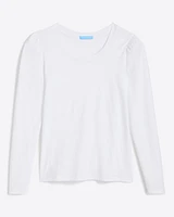 Long-Sleeve Easy Knit Top White