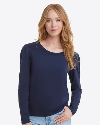 Long-Sleeve Easy Knit Top Navy