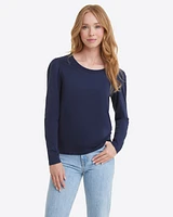 Long-Sleeve Easy Knit Top Navy