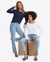 Long-Sleeve Easy Knit Top White