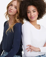Long-Sleeve Easy Knit Top Navy