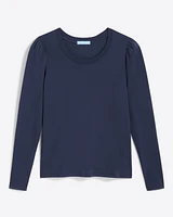 Long-Sleeve Easy Knit Top Navy