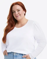 Long-Sleeve Easy Knit Top White