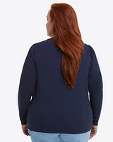 Long-Sleeve Easy Knit Top Navy