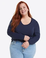 Long-Sleeve Easy Knit Top Navy