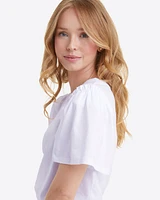 Short Sleeve Easy Knit Top White
