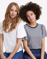 Short Sleeve Easy Knit Top White