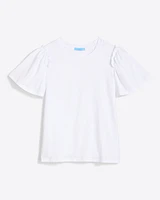 Short Sleeve Easy Knit Top White