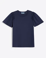 Short Sleeve Easy Knit Top Navy