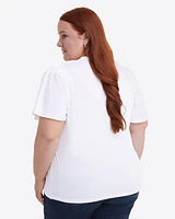 Short Sleeve Easy Knit Top White