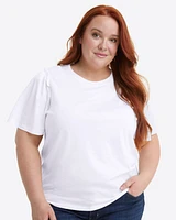 Short Sleeve Easy Knit Top White