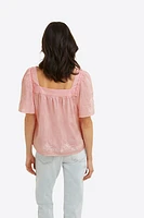 Maren Top Pink Embroidered Floral