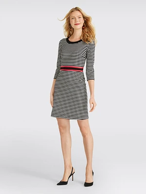 Long Sleeve Stripe Persley Ponte Dress