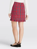 Plaid Ruffle Hem Skirt