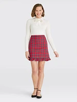 Plaid Ruffle Hem Skirt