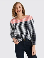 Stripe Ponte Long Sleeve Tee