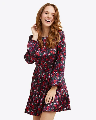 Long Sleeve Shift Dress Scarlet Floral