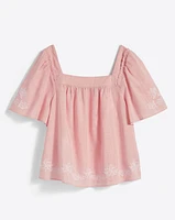 Maren Top Pink Embroidered Floral