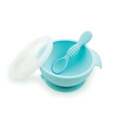 Mushie Silicone Feeding Spoons (2-Pack) Cambridge Blue/Shifting Sand