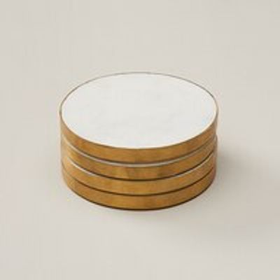 SET OF 4 COASTERS, MARBLE/GOLD
