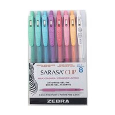 Zebra Sarasa Clip Retractable Gel Pens 8-Pack Pastel