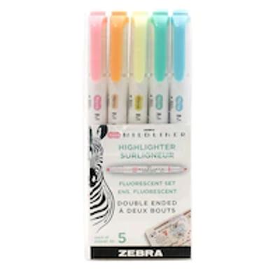 Zebra Mildliner Highlighters 5 Pack Fluorescent
