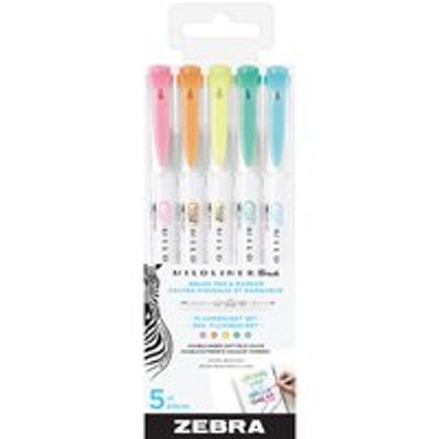 Zebra Dual Brush 5 Pack Fluorescent