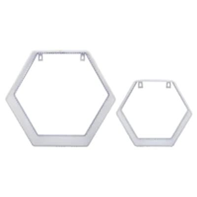Set of 2 Hexagon Floating Wall Shelves