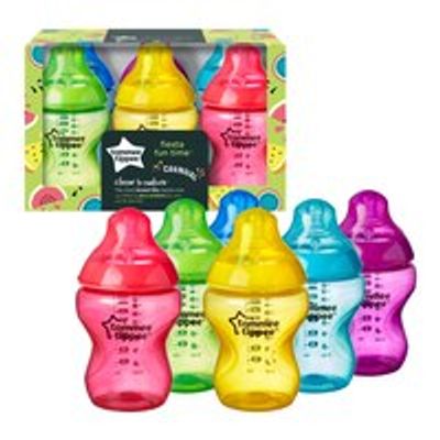 Set of 6 Closer to Nature Colored Baby Bottles 9oz, Fiesta