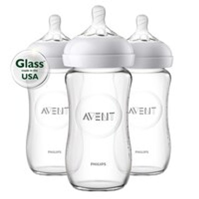  Philips AVENT Glass Natural Baby Bottle with Natural Response  Nipple, Clear, 8oz, 1pk, SCY913/01 : Baby