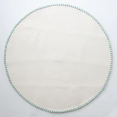 Blue Felt Pom Round Rug